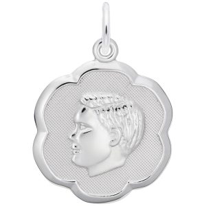 Boy's Head Scalloped Disc Charm